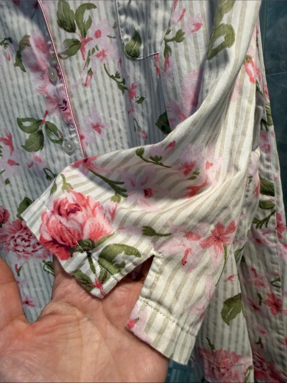 Charter Club Sleepwear Brushed Cotton Notch Collar Pajama PJ Set Floral Size XL - Picture 6 of 13